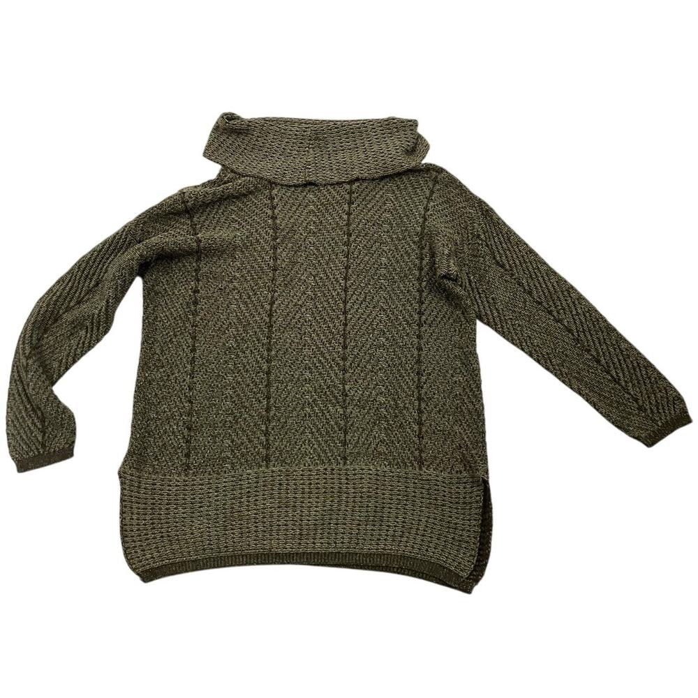 Eight Eight Eight Size XL Women's Turtle Neck Sweater Knit Pullover Green Ivory